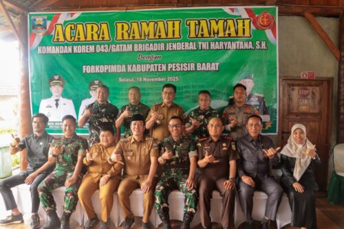 Bupati – Wakil Bupati Pesibar Sambut Kunjungan Kerja Danrem 043 Gatam