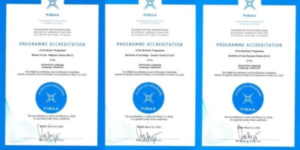 Unila Raih Akreditasi Internasional FIBAA, Tiga Prodi Diakui Standar Global