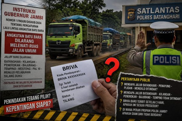 BRIVA Terbit Setelah 3 Hari, Publik Pertanyakan Pengawasan Propam Polda Jambi dan Konsistensi Penindakan Angkutan Batu Bara di Batanghari