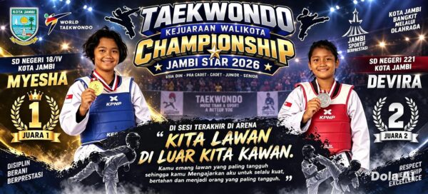 Adeeva Affsheen Myesha Rachman Raih Medali Emas di Kejuaraan Taekwondo Jambi Stars 2026