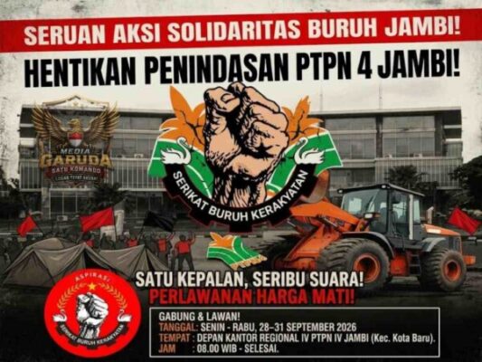 Tuntut Keadilan Kasus Periyanus Halawa, 1000 Buruh F-SERBUK Siap Kepung PTPN IV Jambi
