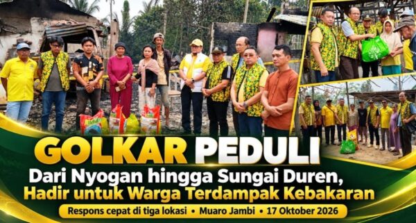 Golkar Peduli Tak Tinggal Diam, Ketua DPD Golkar Muaro Jambi dan Rombongan Respons Cepat Musibah Kebakaran