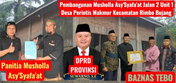 Warga Perintis Makmur Gotong Royong Bangun Musholla, Pengurus Ketok Pintu DPRD Provinsi dan BAZNAS Tebo